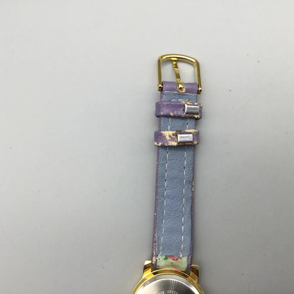 Accutime Girls Watch 26mm Ballet Slippers Gold Tone Floral Leather New Battery